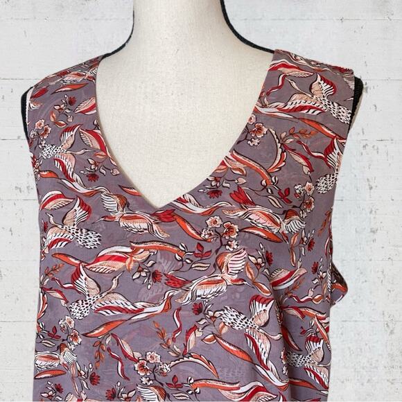 CAbi Good Luck Blouse Oriental Bird Sleeveless Blouse Style 3611 Size L Career - Picture 4 of 12